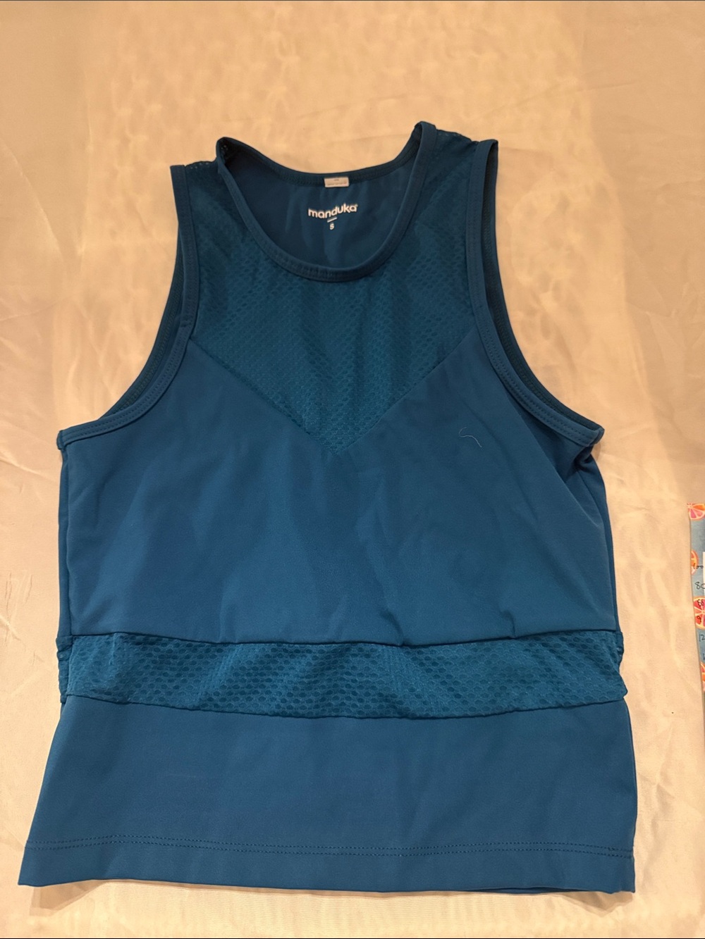 manduka woman’s Teal Blue athletic Tank